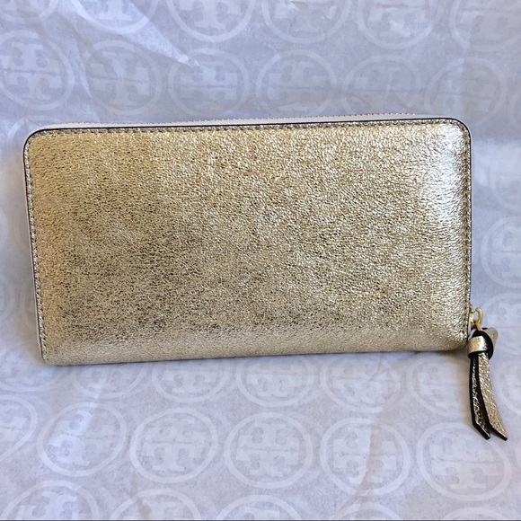 SALE💫Tory Burch gold crinkle metallic zip wallet - Picture 3 of 7